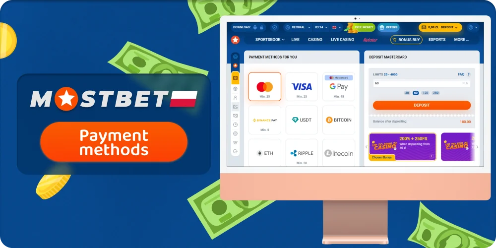 Metody płatności dla Polaków w serwisie Mostbet